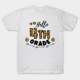 Hello 4th Grade Leopard Back To School T-Shirt